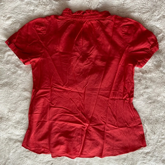 Women’s EUC Burberry London Blue Label (Japan) Coral Eyelet Red Blouse size 38 - Picture 2 of 4